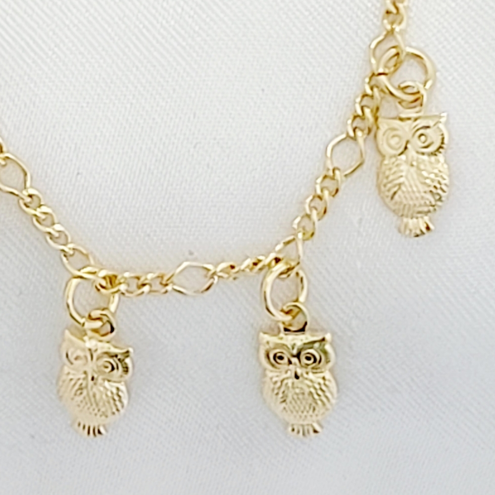 Owl charms baby girl bracelet. Gold plated. New - Picture 6 of 6